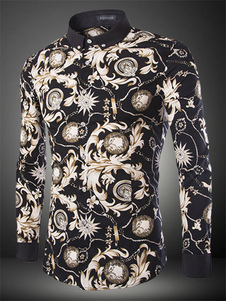 Coton imprimé multicolore façonnage Stand col chemise décontractée