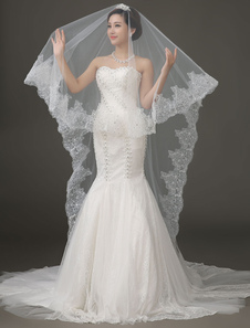 Qualité Lace Net bord festonné moniste 280cm mariage voiles