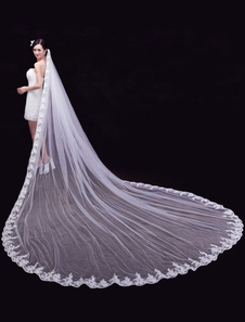 Nouvelle tendance dentelle Tulle bord festonné moniste 350cm mariage voiles