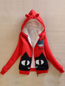 Hoodie Sweats zippé à capuche mignon Lycra imprimé Animal Spandex femmes