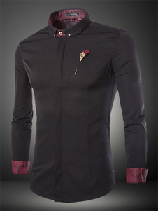 Stand manches longues col façonnage chemise décontractée coton homme