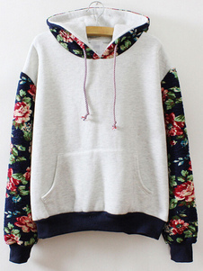 Chandail à capuchon de femme Spandex Lycra bicolore imprimé floral