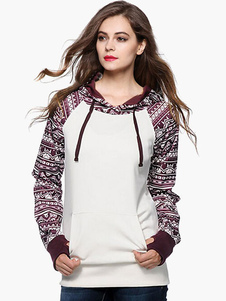 Manches longues Casual imprimé Hoodie Spandex Lycra pour femmes