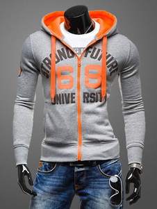 Lettre de Qaulity imprimée à capuche de manches longues poches Zippés