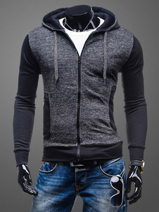 Sweat à capuche bicolore qualité coton mélange masculin