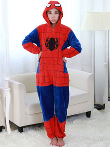 Kigurumi pyjamas super-héros Onesie Spiderman flanelle Womens Cosplay Costume
