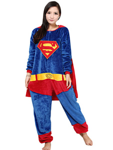 Costume Carnevale Kigurumi pigiama supereroe Superman Onesie fla