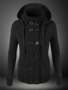 Sweater de sport avec bouton croisé à capuche