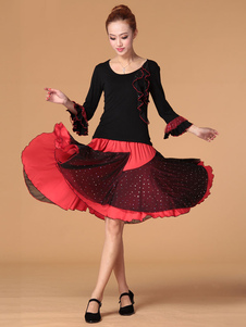 Costume de danse de Salsa plissée multicolore féminin