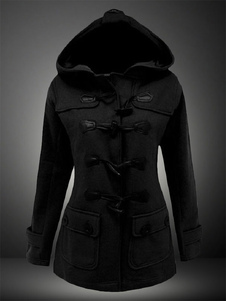 Beau Manteau femme avec bouton multicouche à capuche