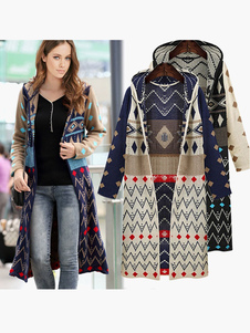 Cardigan style tribal noir avec tricot multicouche