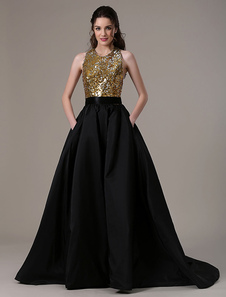 Robe boule avec paillettes col rond