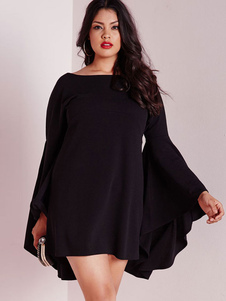 Robe droite mode noir surdimensionné encolure dégagée