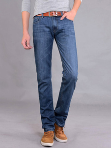 Jean coupe droite en denim bleu bleu