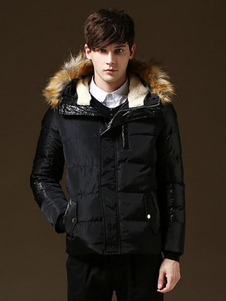 Patchwork coton rembourré Hooded Jacket pour hommes