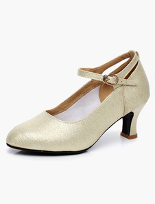 Chaussures de danse latine verni talons épais semelle souple et bout amande