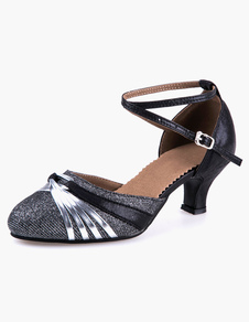 Chaussures de danse latine talons épais semelle souple et bout amande