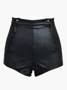Chic short pour femme en PU noir