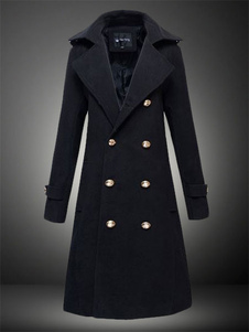 Manteau classique masculin noir avec bouton
