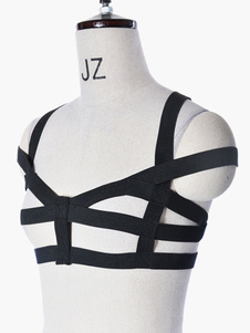 Haut de Club noir sans manches Bustier croisé avant