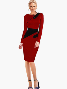 Robe bodycon avec col asymétrique en patchwork