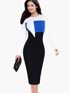 Robe bodycon col rond imprimé géométrique convenable