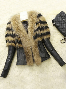 Veste féminine noir mode en patchwork col large