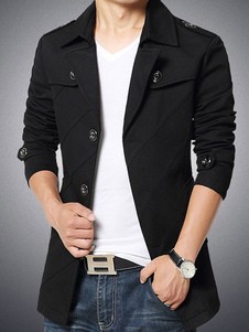 Collier de Notch masculine Trench-Coat Long Sleeve