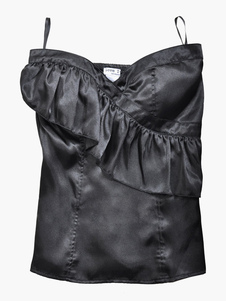 Débardeur féminin sexy noir Bustier froissé