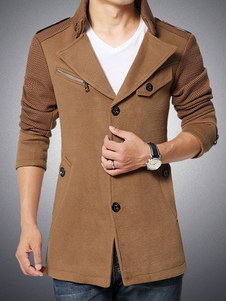 Col Turndown à capuche manches longues manteau hommes