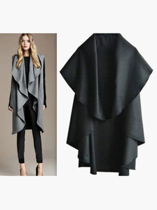 Manteau en coton à volants multicouche colet revers