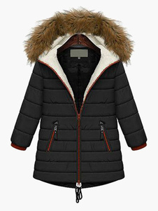 Manteau color-block avec zip convenable à capuche