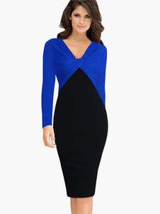 Robe bodycon col V multicolore convenable