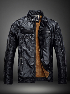 Veste homme en PU avec zip col montant