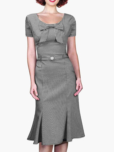 Robe bodycon noir revers embelli avec noeud plissé