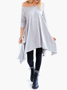 Robe droite casual surdimensionné encolure dégagée