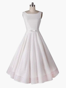 Éblouissante Robe vintage casual moulante col ras du cou