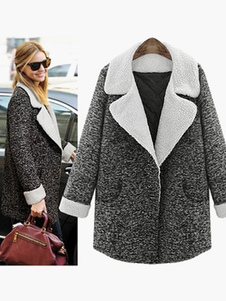 Éblouissant manteau en tweed noir surdimensionné col à revers