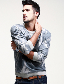 Sweat confortable en coton gris impression