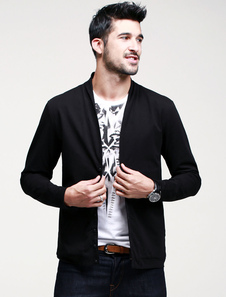 Cardigan mode homme casual en coton noir avec bouton