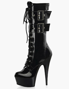 Bottes à bout rond et lacets noires