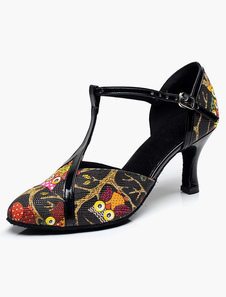 Chaussures de latine noir talons verre bout rond