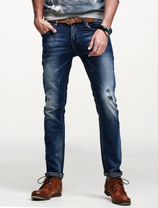 Jean Slim en coton bleu bleu