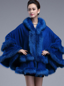 Manteau femme en fausse fourrure multicouche à capuche