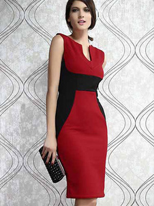 Robe bodycon avec col U bicolore