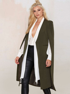 Éblouissant Manteau vert forêt à volants style de faux deux-pièces