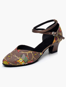 Chaussures de latine marron talons verre bout rond