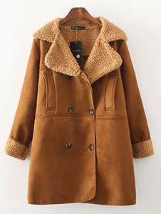 Manteau en suédé avec bouton croisé col à revers