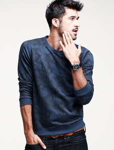 Sweat confortable en coton bleu impression