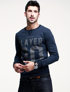 Sweat en coton bleu roi imprimé lettres